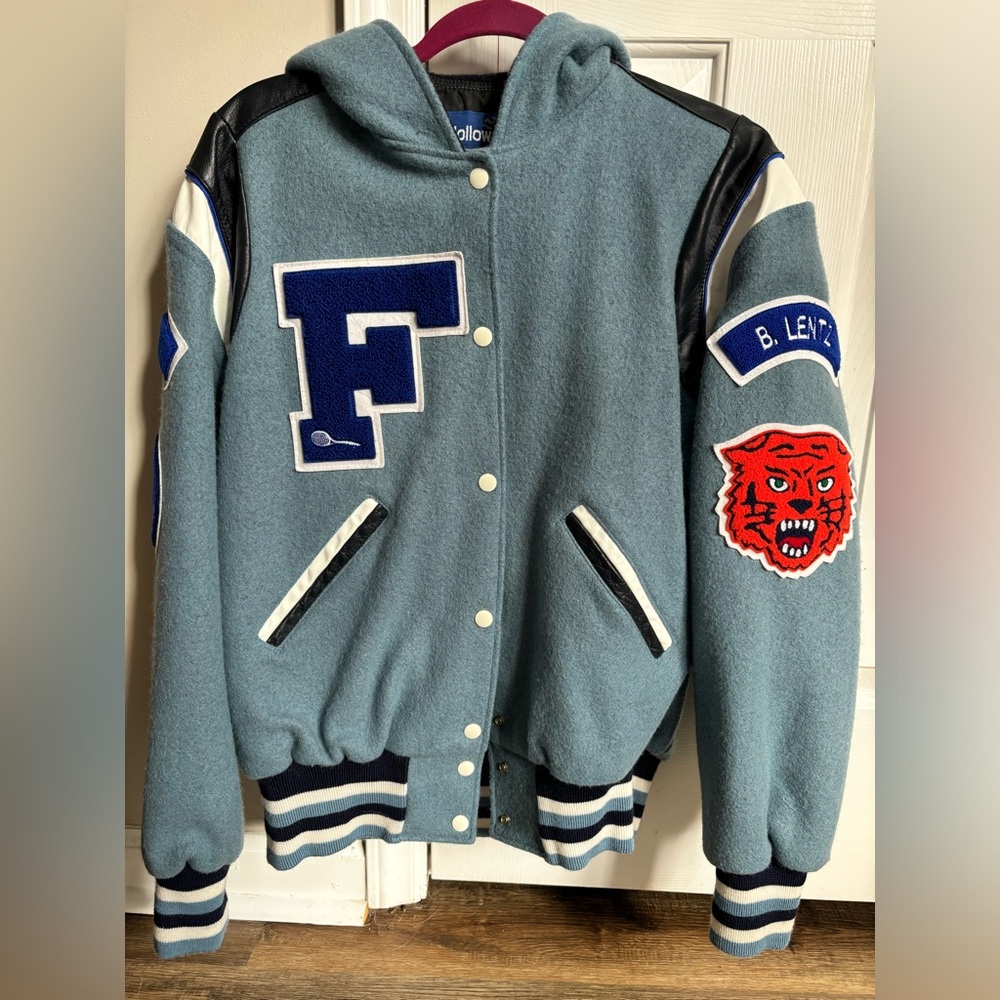 Vintage 1992 Holloway Varsity Jacket. Womens L. Wool, leather, embroidery.